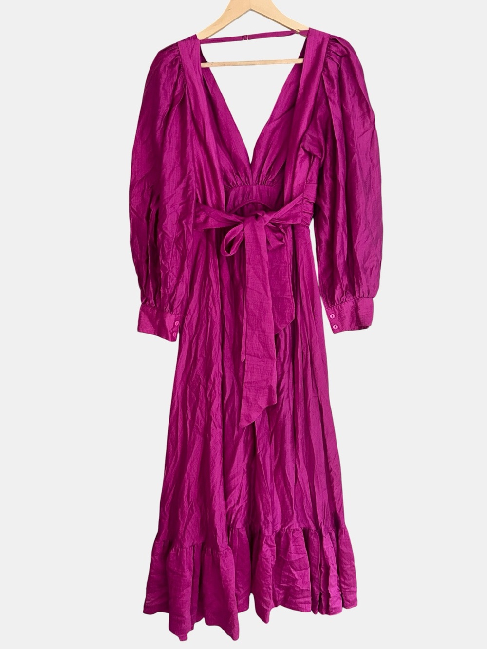 Sabina Musayev Frida Pink Open Back Puff Sleeve Occasion Midi Dress Sz Large - Picture 3 of 12